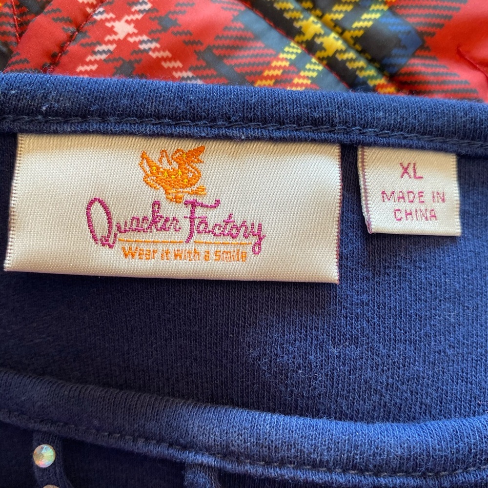 Quacker Factory XL. Navy/Cobalt blue, 3/4 sleeves.